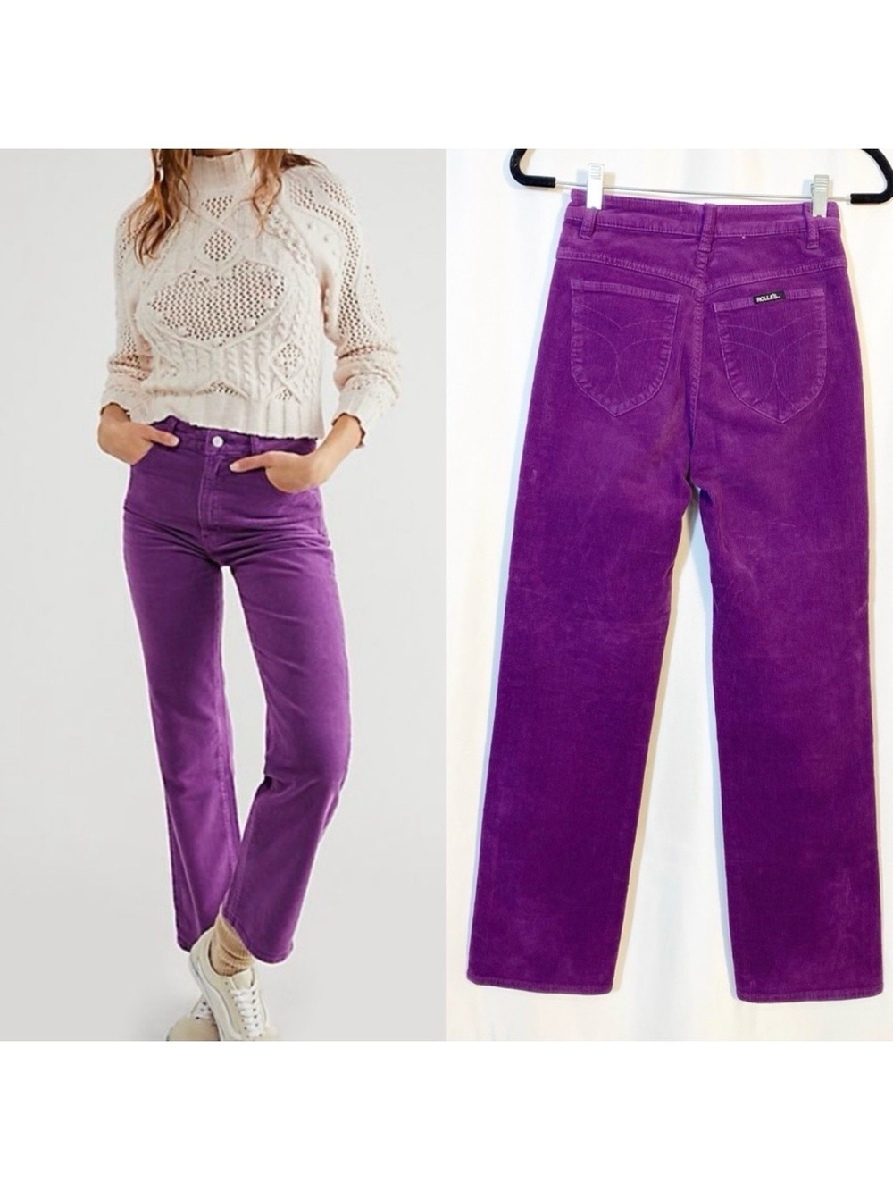 Rolla’s X Free People Original Straight High Rise Cord Corduroy Jeans Grape